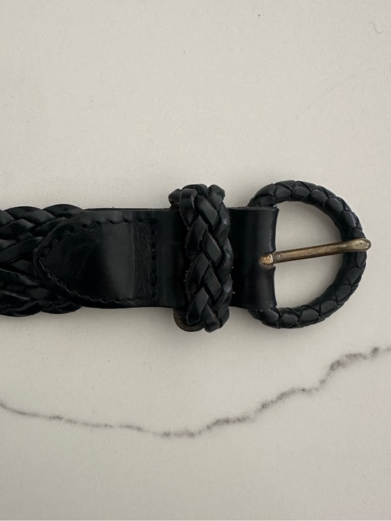 Vintage Cole Haan Braided Leather Belt with Round Covered Buckle Black 28 / S main image 5